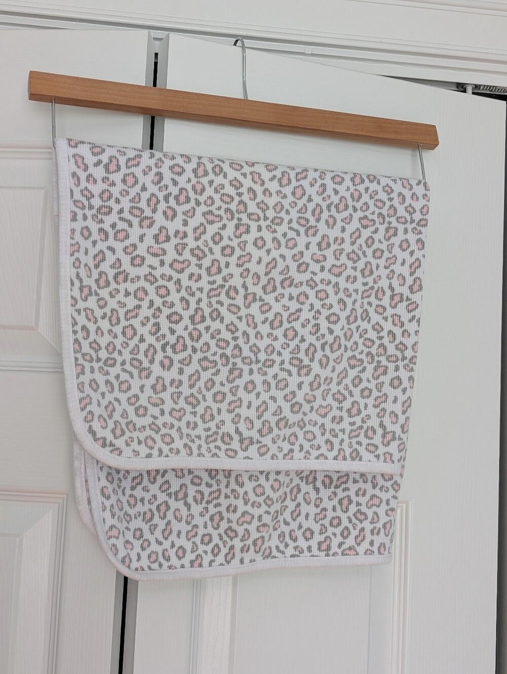Small Pink and Taupe Leopard Print Baby Blanket
